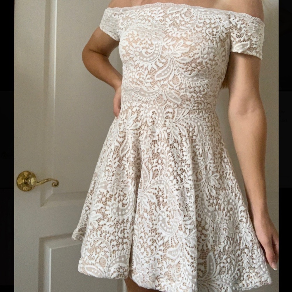 B. Darlin White Lace Off the Shoulder Dress